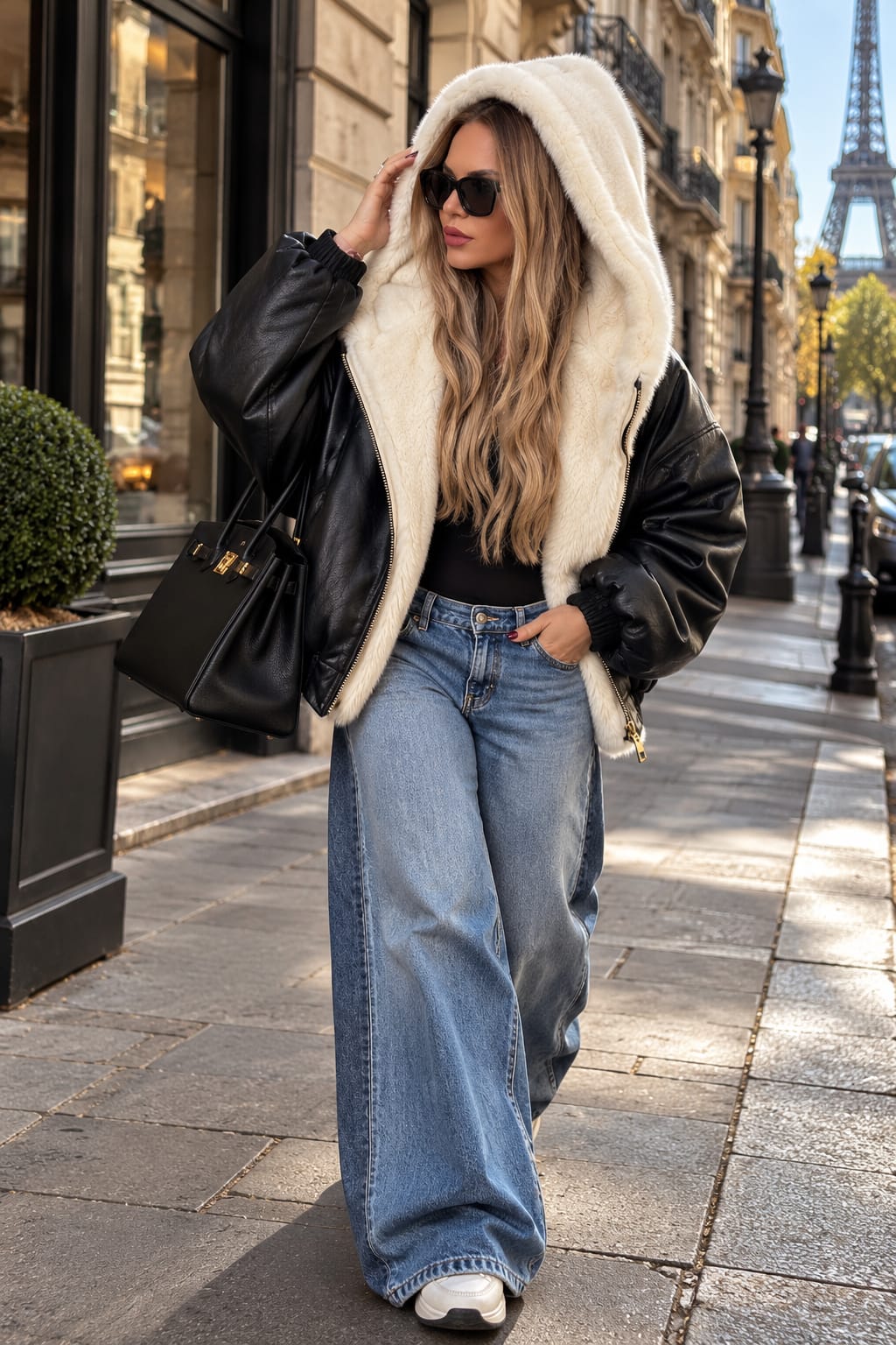GIULIA – Blouson Réversible Effet Cuir & Fourrure T 36-46